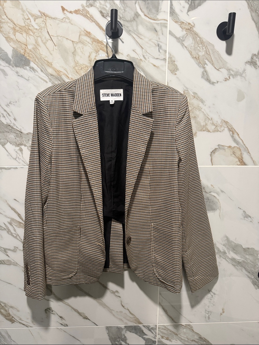 Steve Madden Men's Houndstooth Sport Coat - Black & Cream